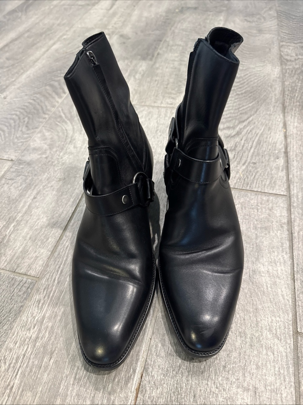Authentic Yves St Laurent jodhpur ankle boot in smooth calfskin leather